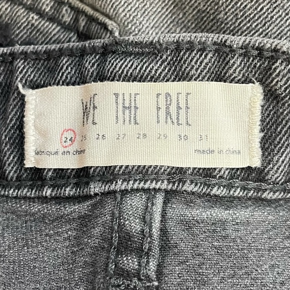 Free People We The Free Faded Black Distressed Button Fly Denim Skirt Size 24 - Picture 8 of 9